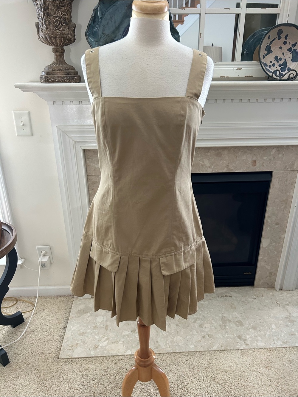 Simmi London Utility Taupe/Tan Pleated Mini Dress